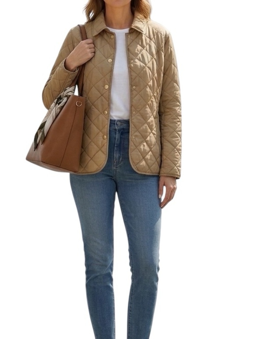 Crown & Ivy Tan Quilted Barn Jacket Coat Size PS